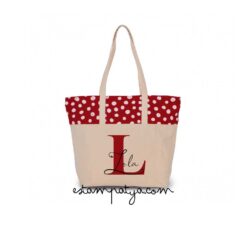 "Bolsa playa lunares personalizada con nombre e incial"