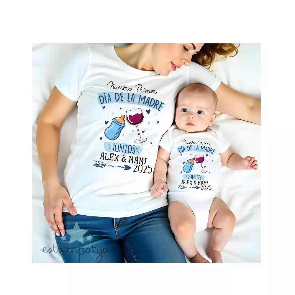 Camisetas nuestro primer dia de la madre brindis ⋆ Estampatya