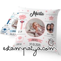 Cojín natalicio personalizado con fotos