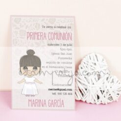 Invitación Comunión Niña Moño
