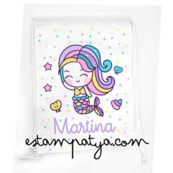 Mochila cuerdas personalizada sirena kawaii