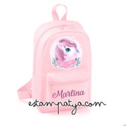 Mochila mini personalizada unicornio rosa