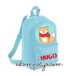 Mochila mini personalizada zorro con bufanda