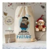 detalle del diseño del Olentzero en saco de Navidad personalizado - Estampatya