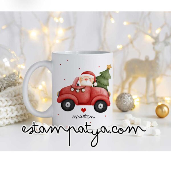 Taza Navidad Personalizada Coche Papa Noel 5
