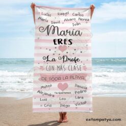 Toalla Profe con clase  personalizada con nombres