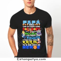 "Camiseta negra con diseño de Dragon Ball y el texto 'Papá' en estilo anime." Camiseta dia del padre