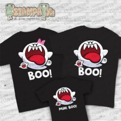 Pack de camisetas familiares Halloween con fantasmas Boo de Estampatya