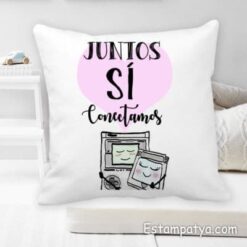 cojín personalizado para enamorados con diseños "juntos sí conectamos" divertido diseño de consola y cartucho de gameboy antiguo