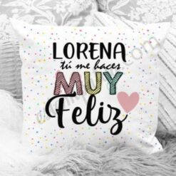 Cojín san Valentín tu me haces muy feliz