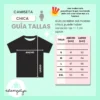 guía de tallas camiseta personalizada de chica