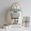 Saco de regalos Reyes Magos personalizado con nombre, de algodón ecológico color natural