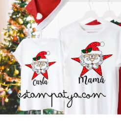 Camisetas Navideñas Papa Noel estrella