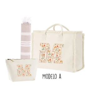 Pack playa nombre e inicial flores modelo a