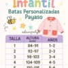 Batas personalizadas payaso guía de tallas