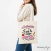 Bolsa de tela personalizada con nombre para regalo de maestra fin de curso