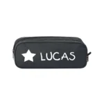 Estuche escolar personalizado negro con nombre