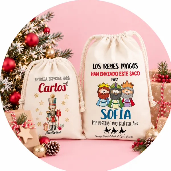 Regalos de Navidad personalizados con nombre: sacos para Papá Noel y Reyes Magos | Estampatya
